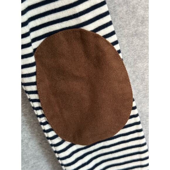 Lauren Ralph Lauren Sz M Striped Long Sleeve Suede Elbow Patches‎ nautical navy - Picture 3 of 10